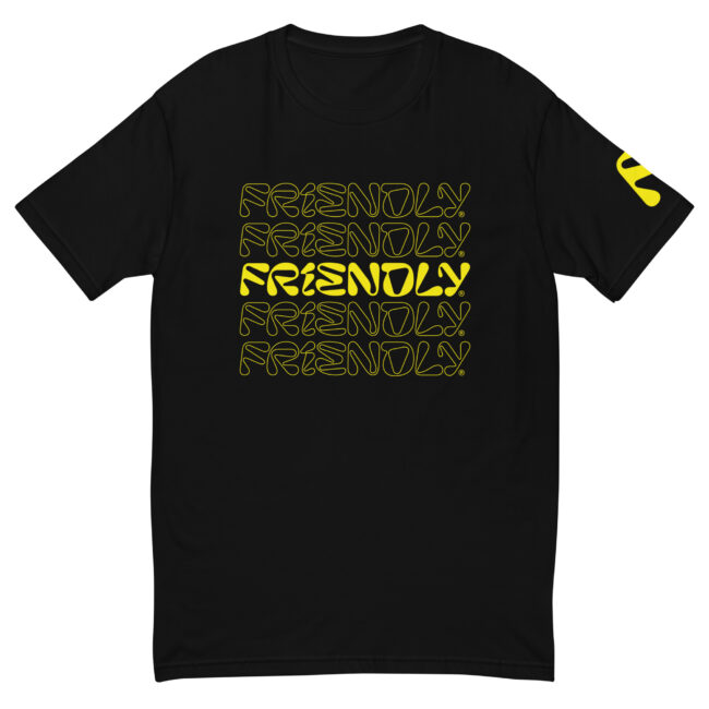 Black Friendly Gear T-shirt with logo outline