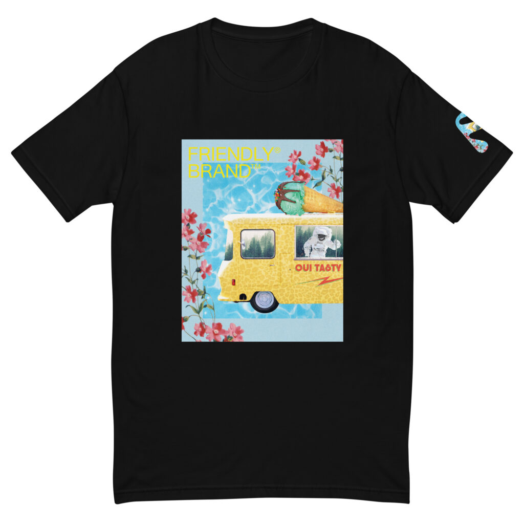 Black Friendly Gear T-shirt with cheetah print ice cream truck