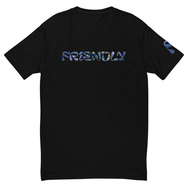 Black Friendly Gear T-shirt with galaxy and butterflies