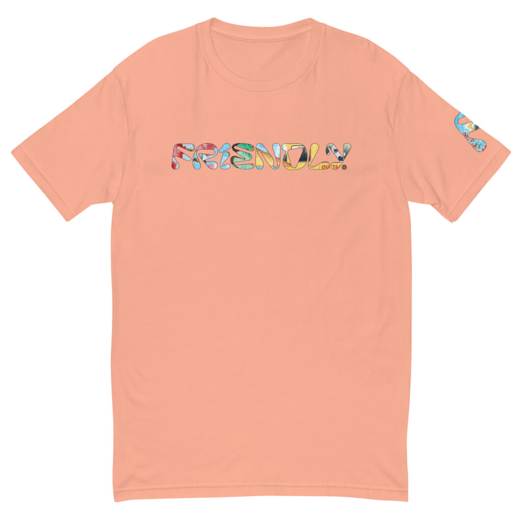 Desert Pink Friendly Gear T-shirt with outlined logo and cheetah print ice cream truck