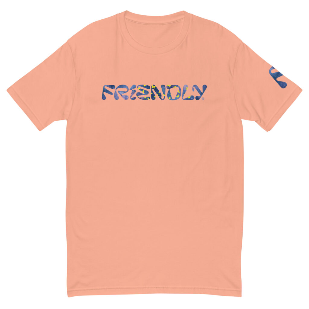 Desert Pink Friendly Gear T-shirt with galaxy and butterflies