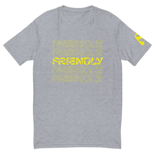 Grey Friendly Gear T-shirt with logo outline