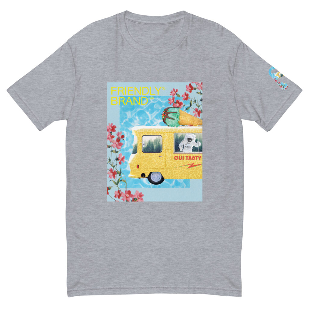 Grey Friendly Gear T-shirt with cheetah print ice cream truck