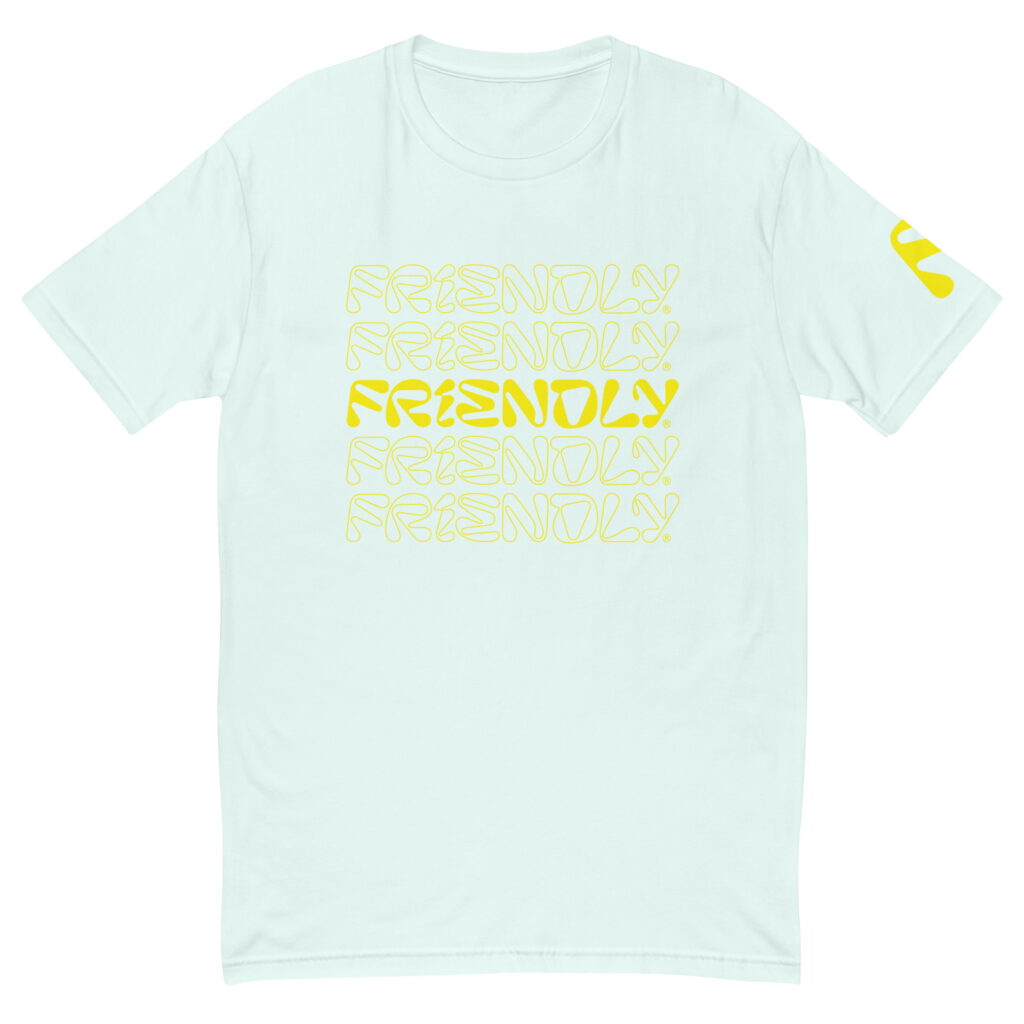 Light Blue Friendly Gear T-shirt with logo outline