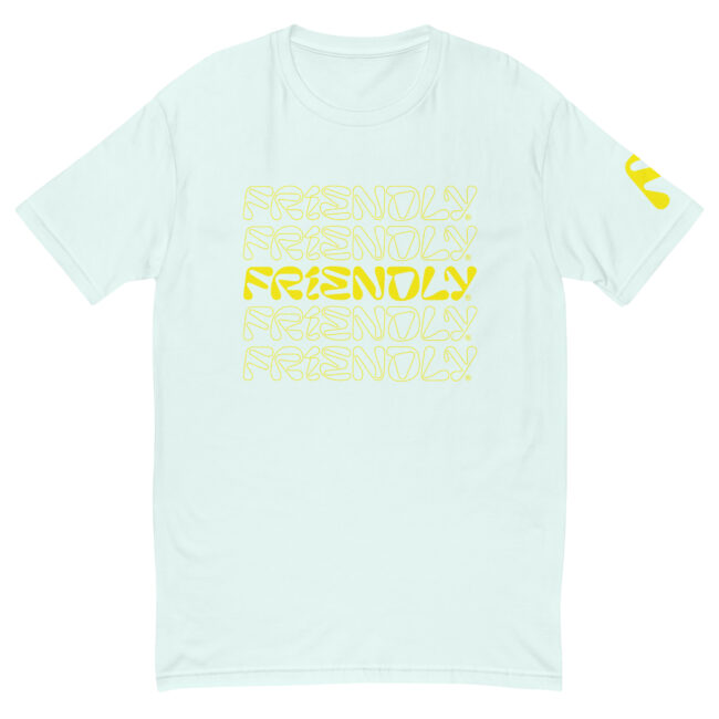 Light Blue Friendly Gear T-shirt with logo outline