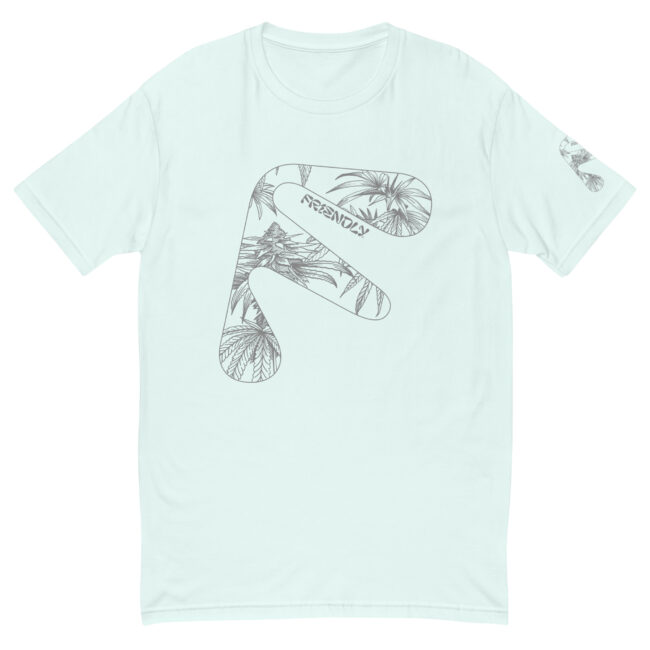 Light Blue Friendly Gear T-shirt with grey hemp flower