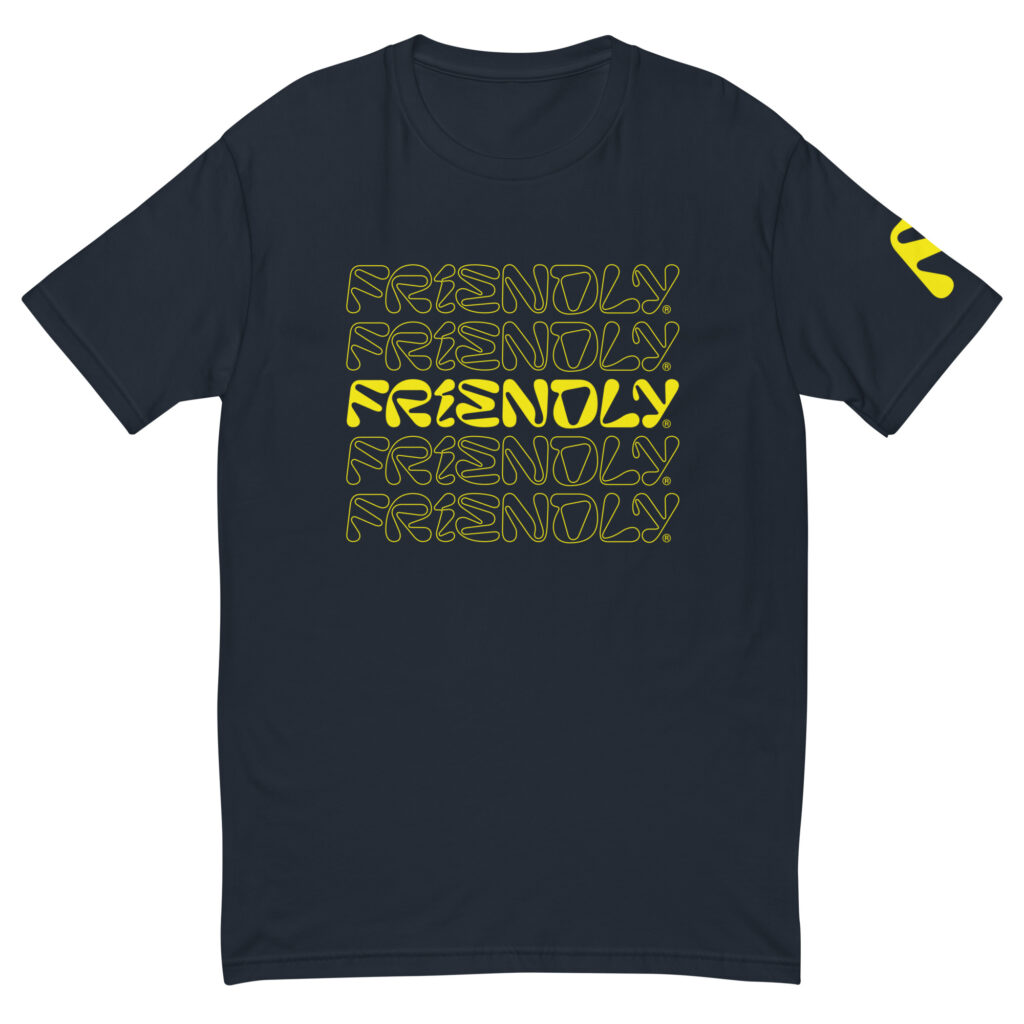 Navy Friendly Gear T-shirt with logo outline