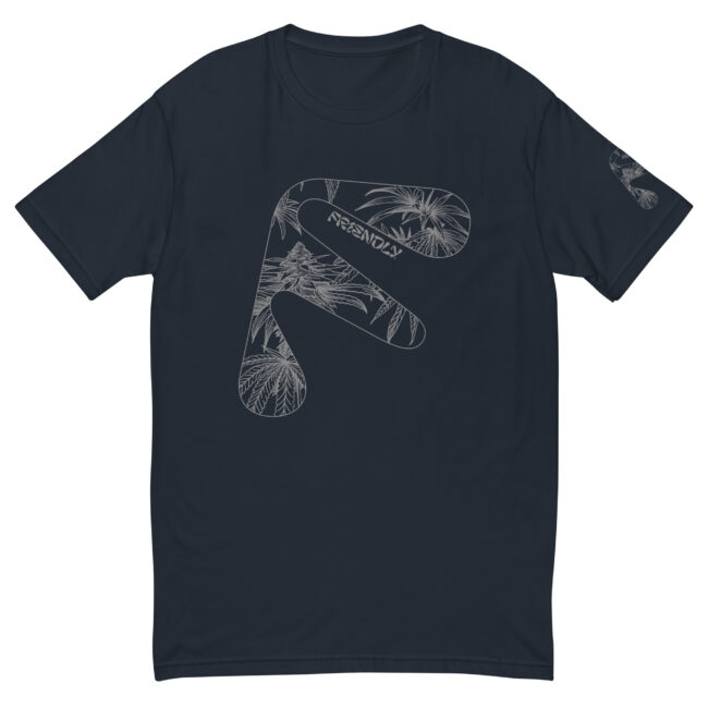 Navy Friendly Gear T-shirt with grey hemp flower