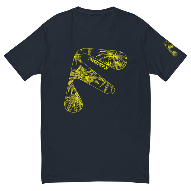 Navy Friendly Gear T-shirt with yellow hemp flower