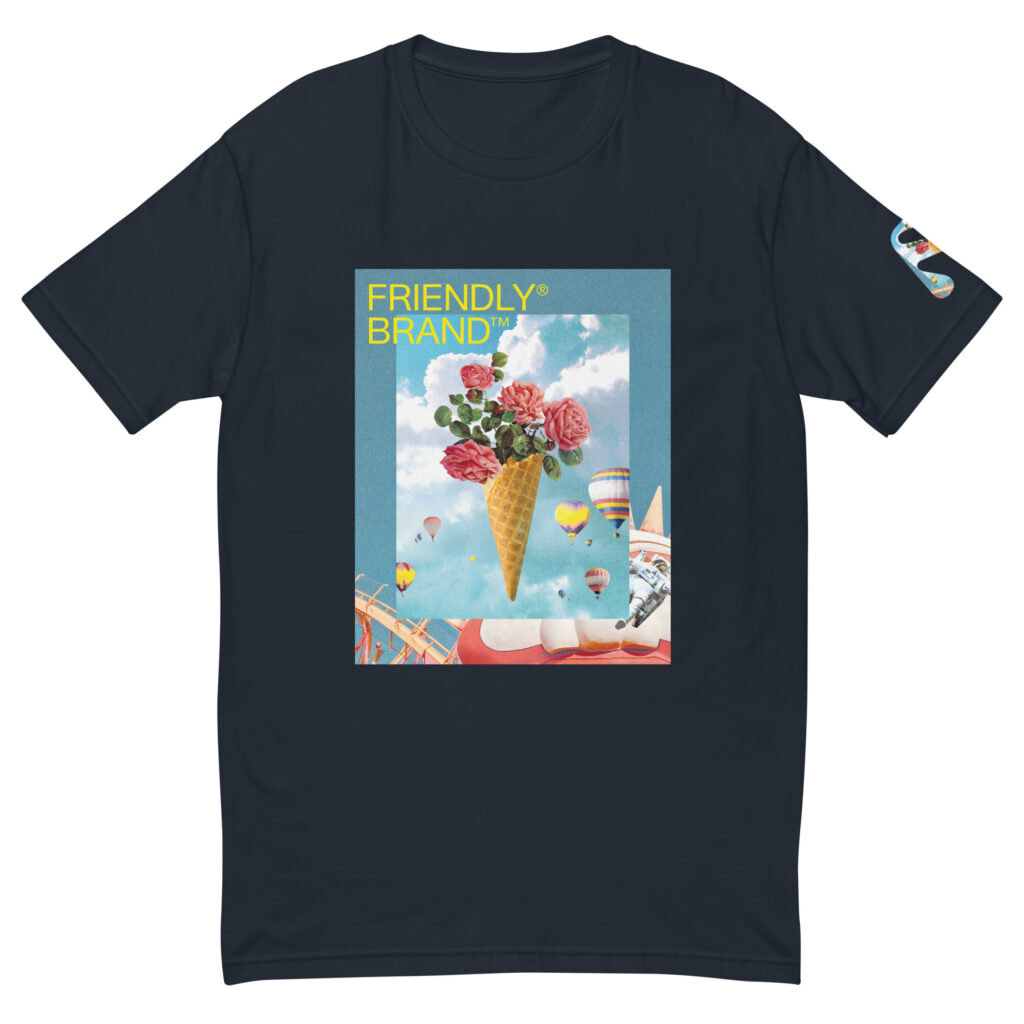 Navy Friendly Gear T-shirt with roses and hot air balloons