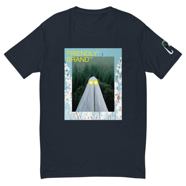 Navy Friendly Gear T-shirt with ghost and white flowers