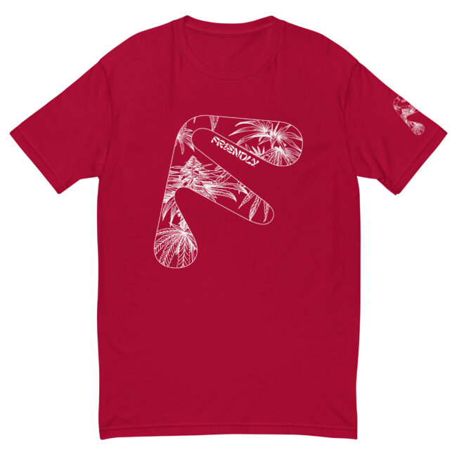 Red Friendly Gear T-shirt with white hemp flower