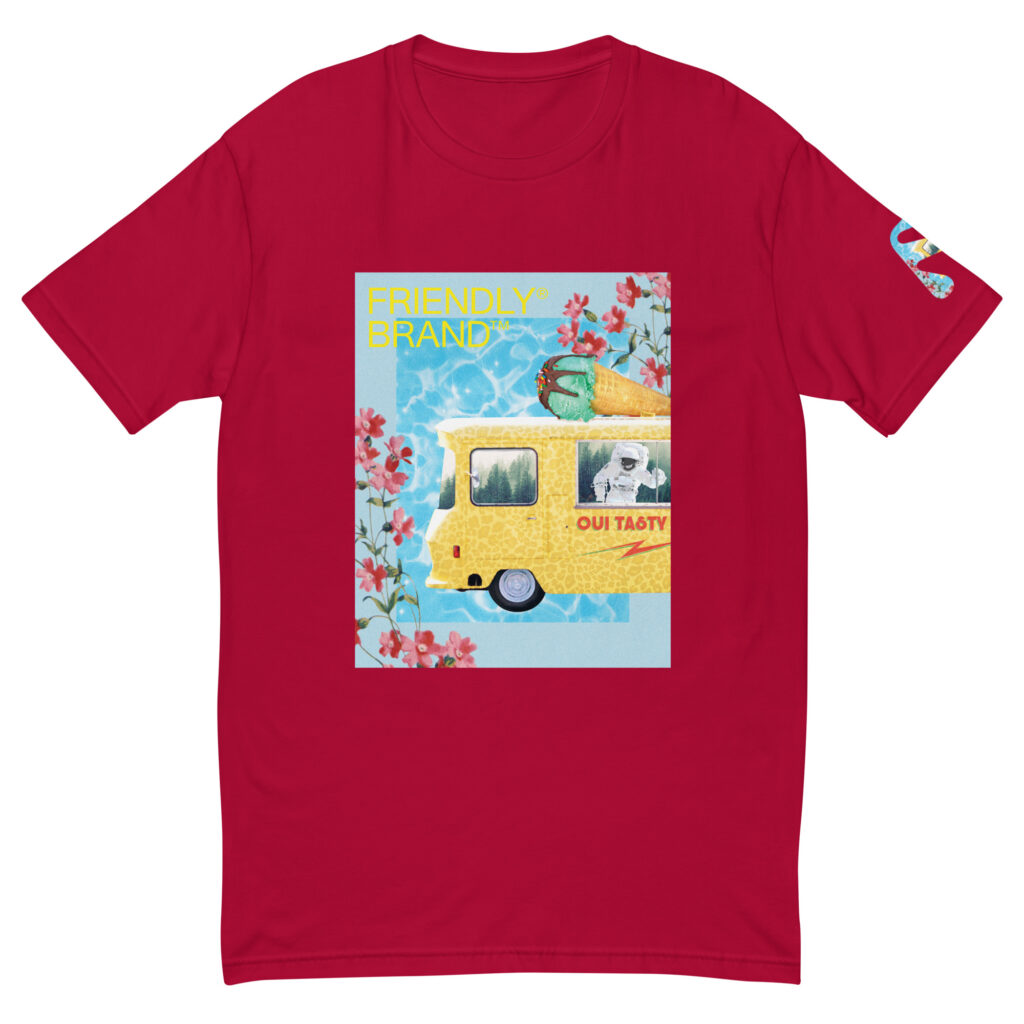 Red Friendly Gear T-shirt with cheetah print ice cream truck