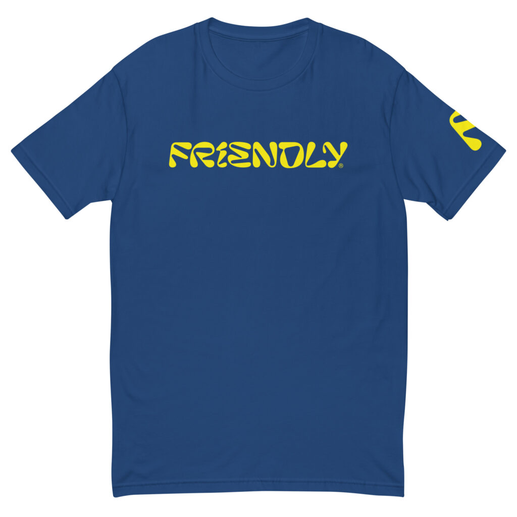 Blue Friendly Gear T-shirt with logo