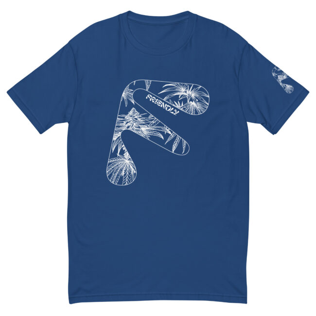 Blue Friendly Gear T-shirt with white hemp flower