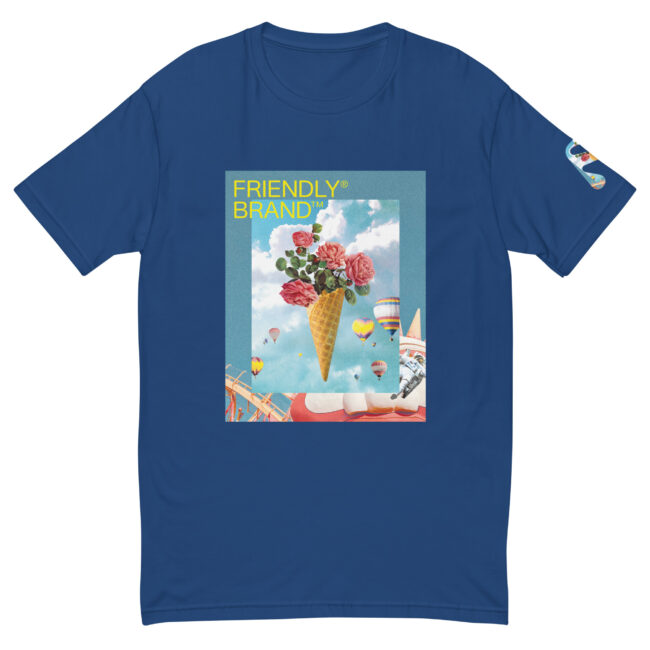 Blue Friendly Gear T-shirt with roses and hot air balloons