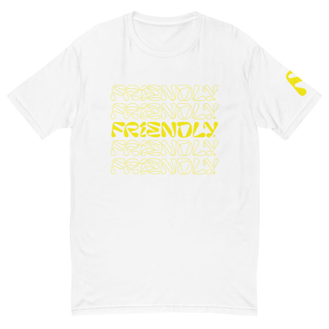 White Friendly Gear T-shirt with logo outline