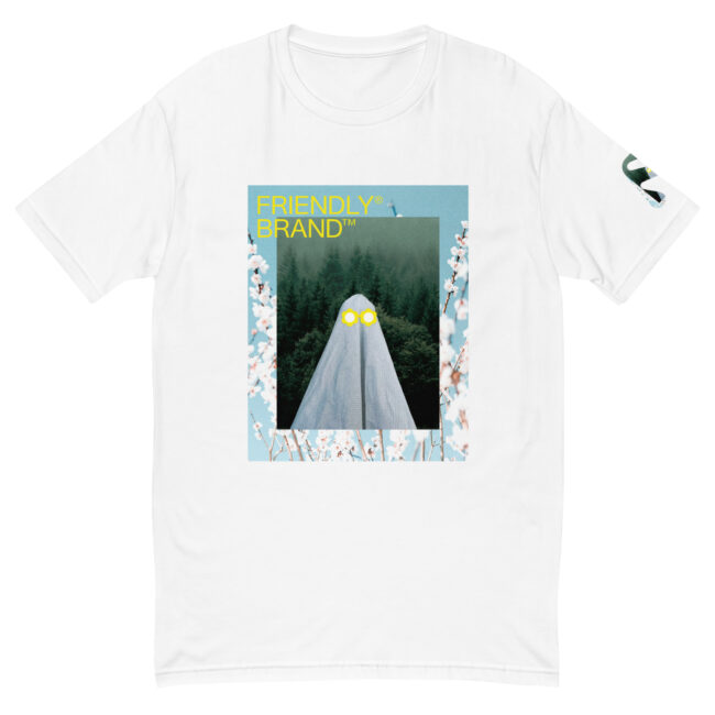 White Friendly Gear T-shirt with ghost and white flowers