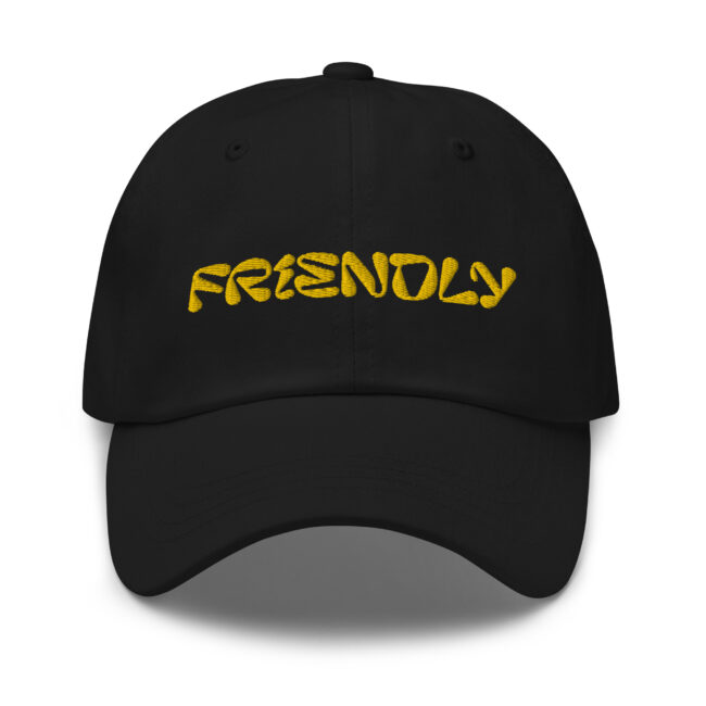 Black Friendly Gear Dad Hat with logo - Yellow