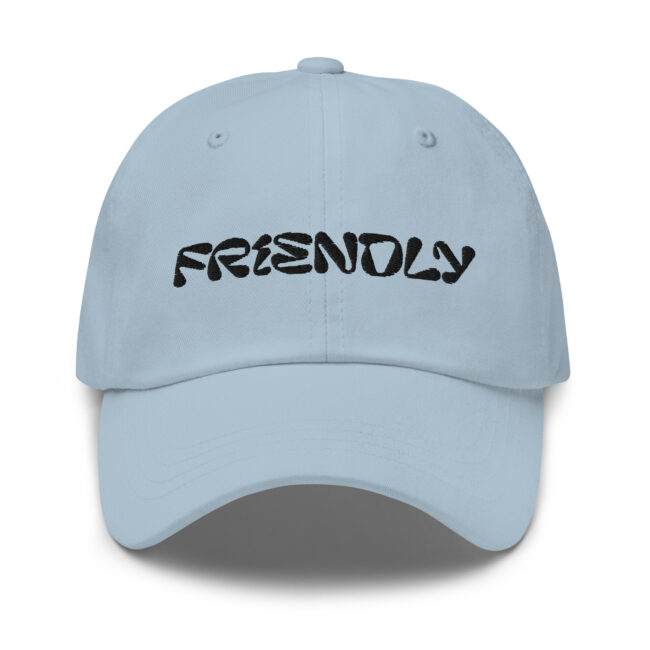 Light Blue Friendly Gear Dad Hat with logo - Black