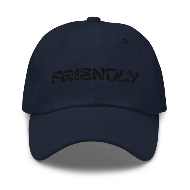 Dark Navy Friendly Gear Dad Hat with logo - Black