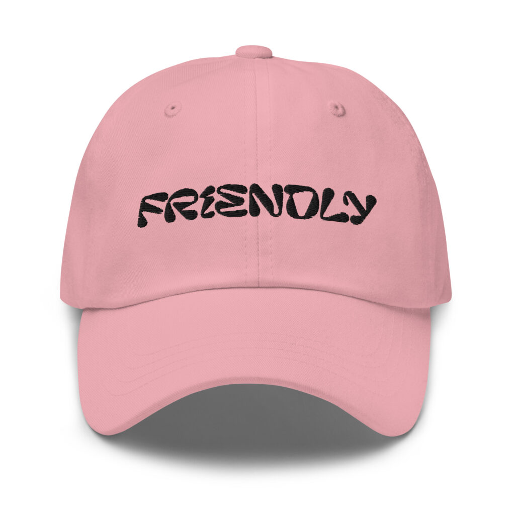 Pink Friendly Gear Dad Hat with logo - Black