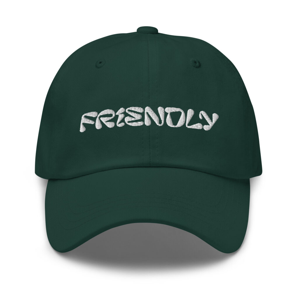 Green Friendly Gear Dad Hat with logo - White