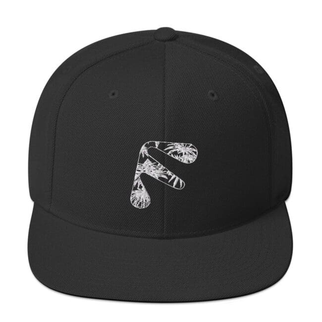 Black Friendly Gear Snapback Hat with logo - White