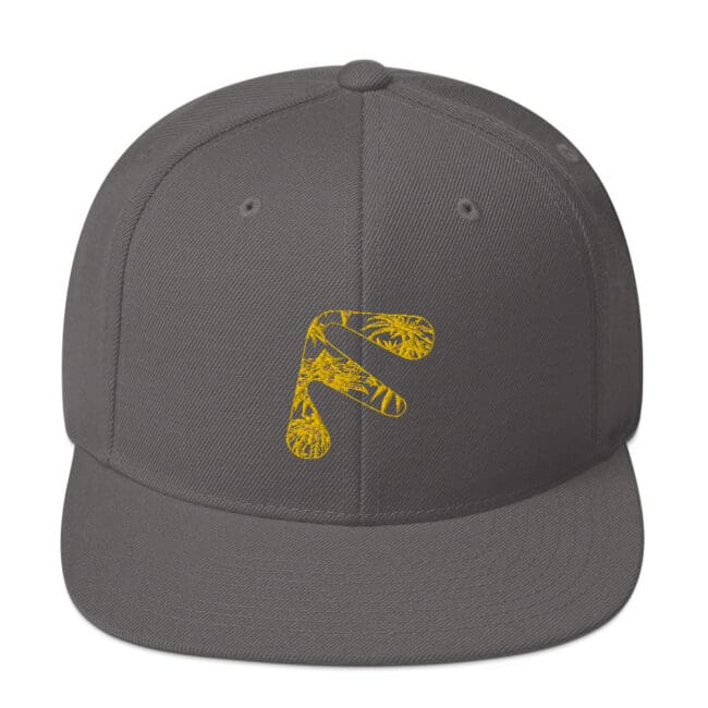 Dark Grey Friendly Gear Snapback Hat with logo - Yellow