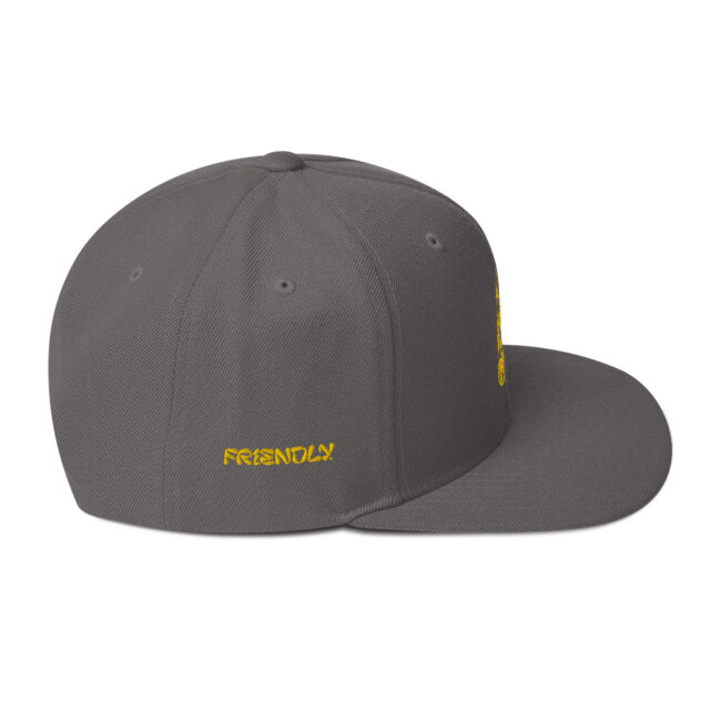 Dark Grey Friendly Gear Snapback Hat with logo - Yellow