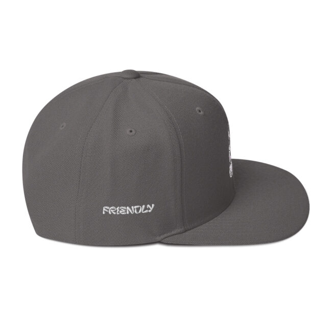 Dark Grey Friendly Gear Snapback Hat with logo - White