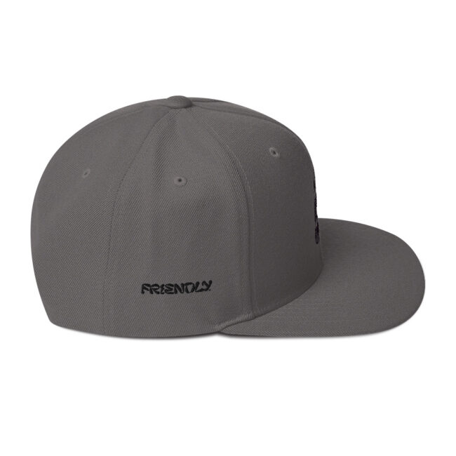 Dark Grey Friendly Gear Snapback Hat with logo - Black