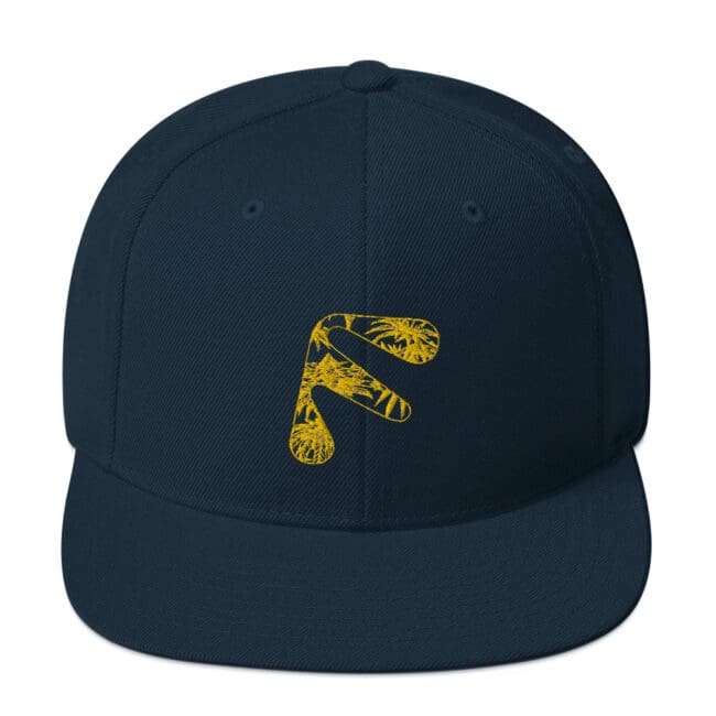 Dark Navy Friendly Gear Snapback Hat with logo - Yellow