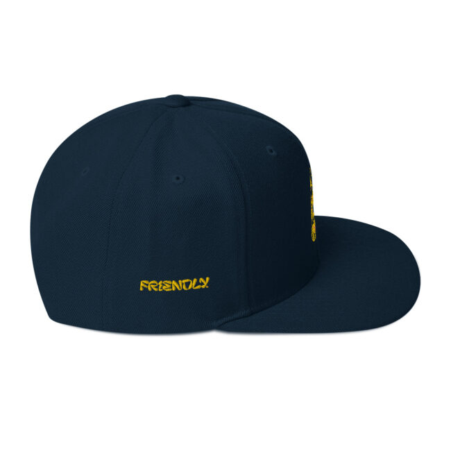 Dark Navy Friendly Gear Snapback Hat with logo - Yellow