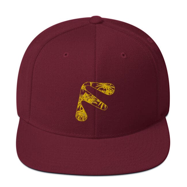 Maroon Friendly Gear Snapback Hat with logo - Yellow