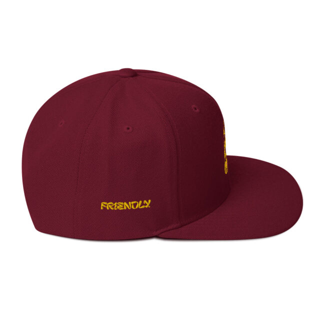 Maroon Friendly Gear Snapback Hat with logo - Yellow