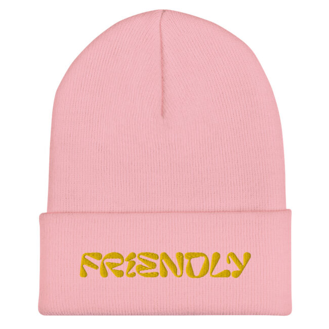 Pink Friendly Gear Beanie with logo - Yellow