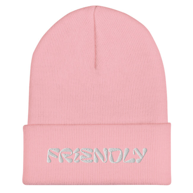 Pink Friendly Gear Beanie with logo - White