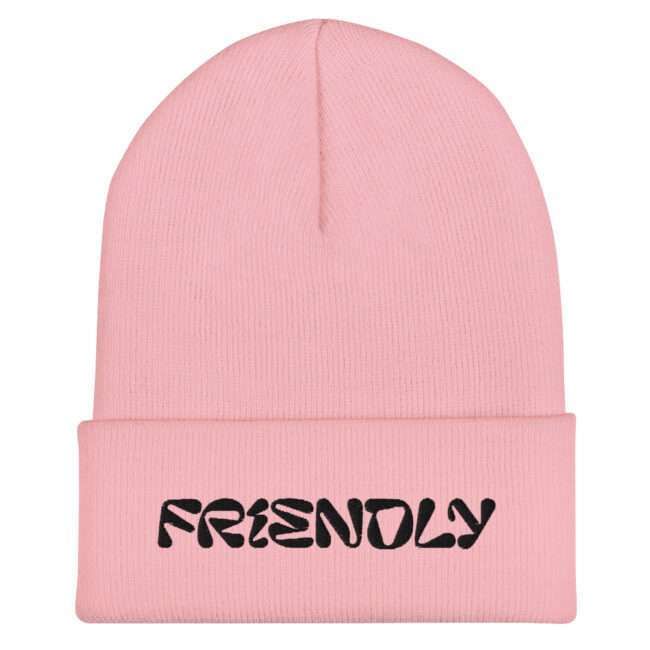 Pink Friendly Gear Beanie with logo - Black