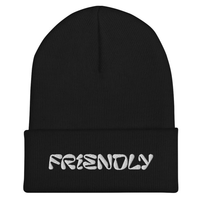 Black Friendly Gear Beanie with logo - White