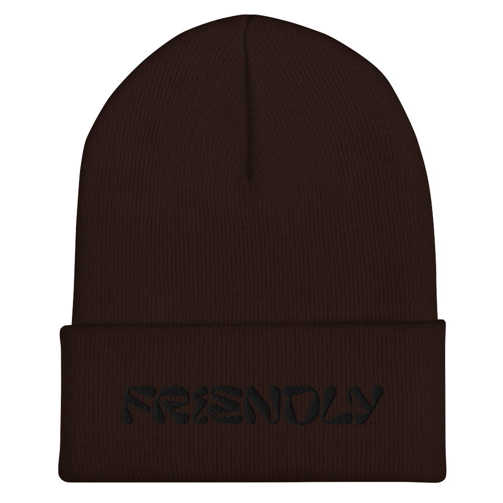 Brown Friendly Gear Beanie with logo - Black