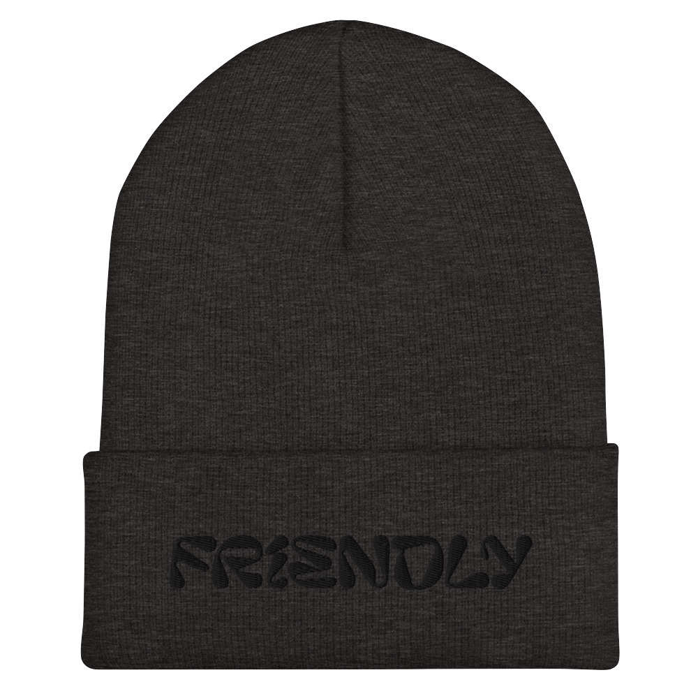 Dark Grey Friendly Gear Beanie with logo - Black