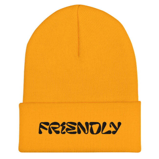 Yellow Friendly Gear Beanie with logo - Black