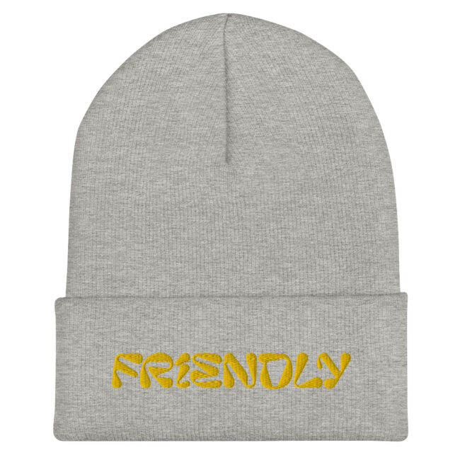 Heather Grey Friendly Gear Beanie with logo - Yellow