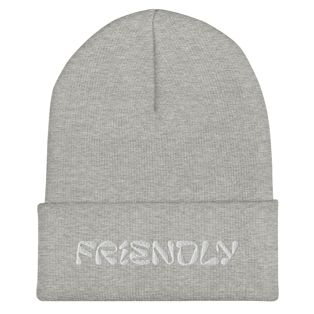 Dark Grey Friendly Gear Beanie with logo - White