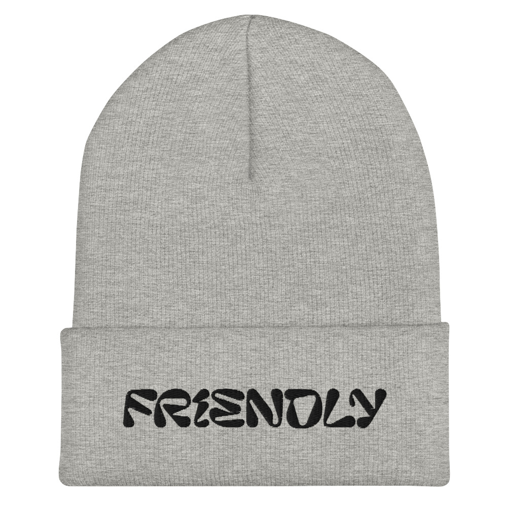 Heather Grey Friendly Gear Beanie with logo - Black