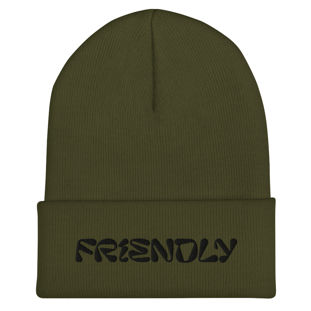 Olive Friendly Gear Beanie with logo - Black