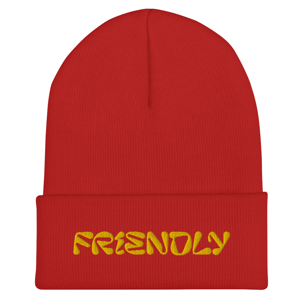 Red Friendly Gear Beanie with logo - Yellow