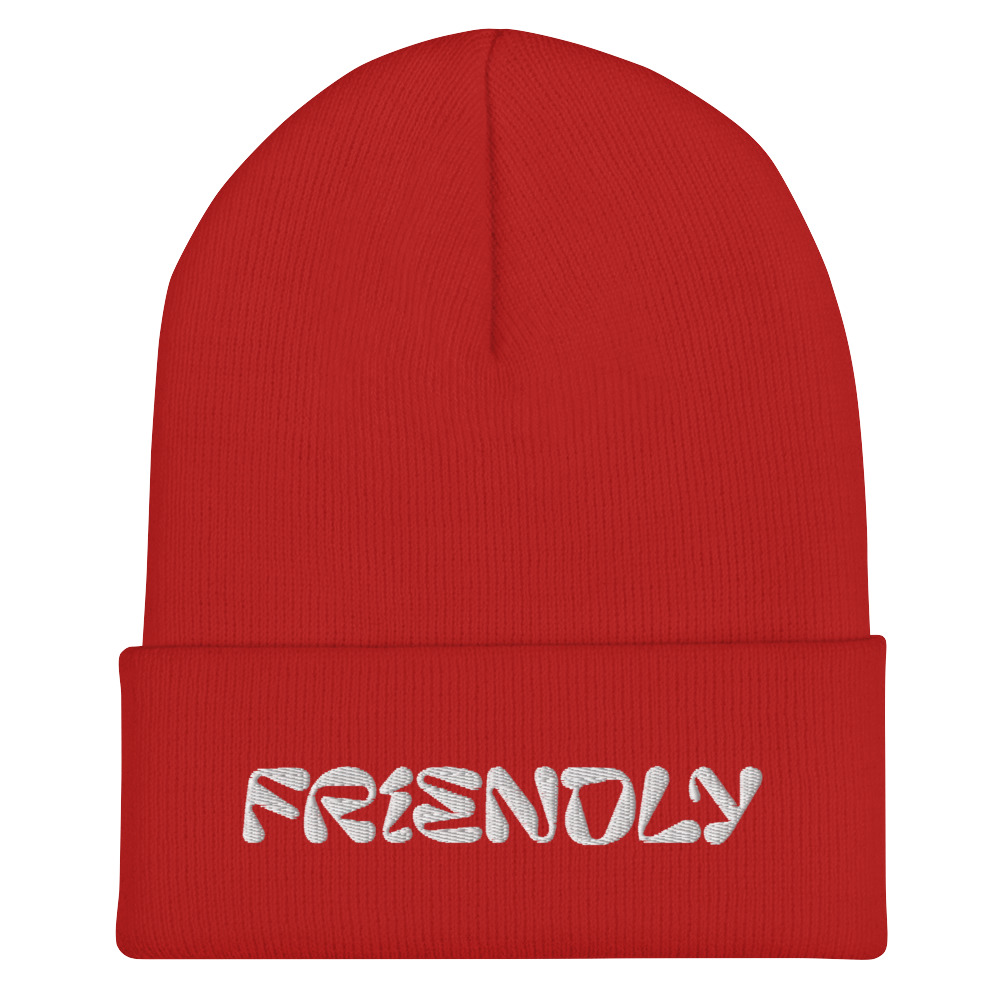 Red Friendly Gear Beanie with logo - White