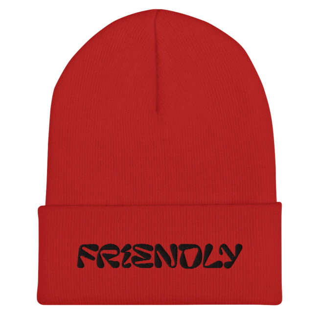 Red Friendly Gear Beanie with logo - Black